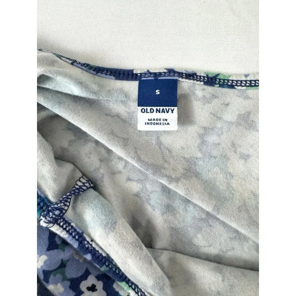 Old Navy S Fairycore Blue Purple Whimsy Floral Cropped Tank Cottagecore Boho - Picture 3 of 8